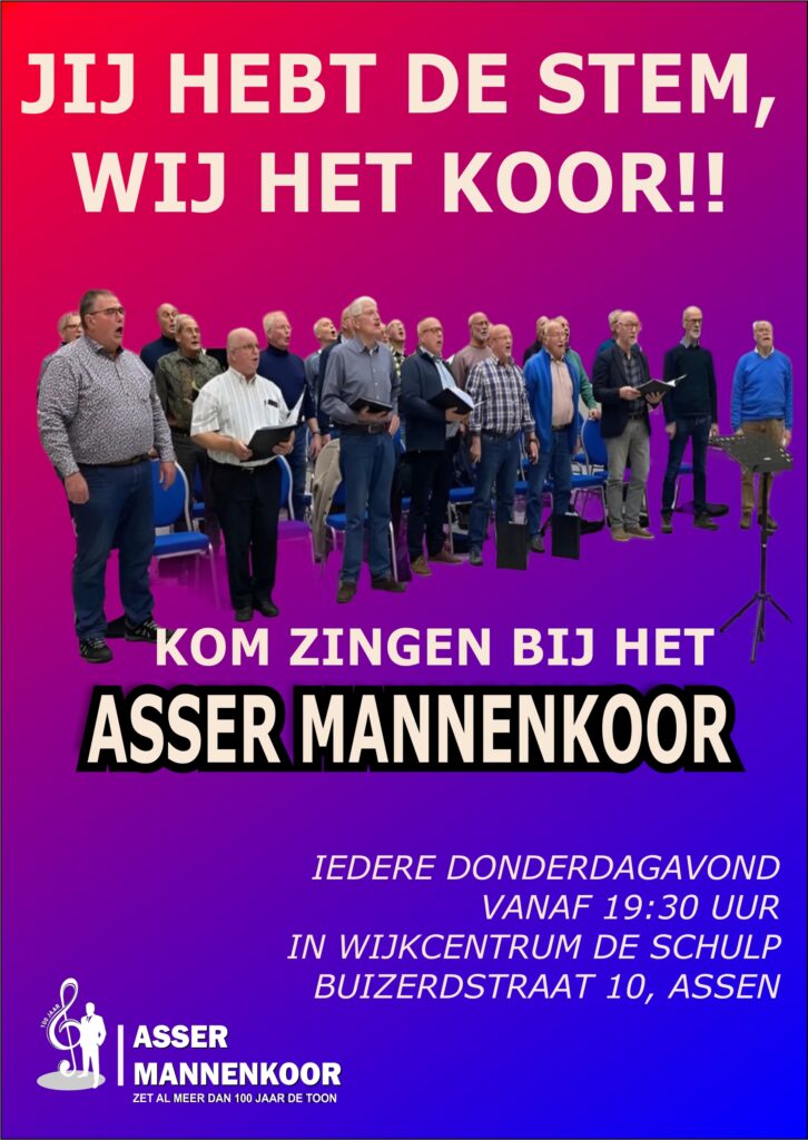 Kom zingen bij het Asser Mannenkoor